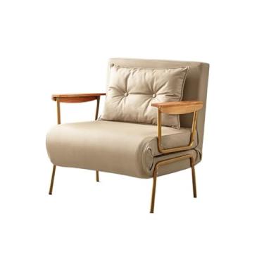 Imagem de Sofá-cama dobrável Sofá-cama com couro sintético ajustável para uso doméstico, adequado para salas de estar e escritórios(Beige,80cm)