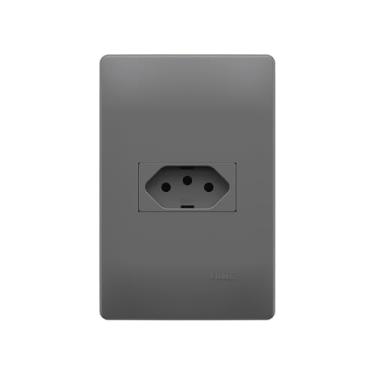 Imagem de Tomada Fame Habitat Onix 2P+T 10A com Placa 4x2