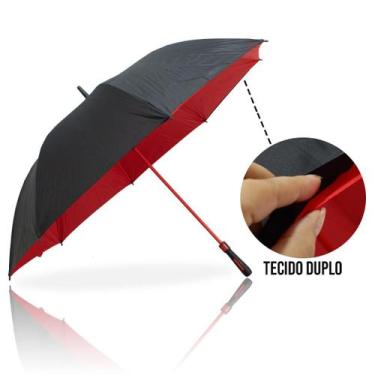 Imagem de Guarda Chuva Automático Preto Tecido Duplo Grande Reforçado - FP Eletr
