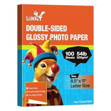 Imagem de Uinkit Papel fotográfico 200 g/m² 100 folhas dupla face brilhante 8,5 x 11 24,5 kg jato de tinta para tinta de corante embalagem a granel imagem 8,5 x 11 9,5 Mil para impressora de impressão a jato de