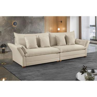 Imagem de Sofa Fixo 4 Lugares M-198 2,50m Molas Bonnel Almofadas Soltas Linho Estofados Martins