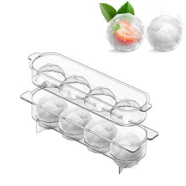 Imagem de Bandeja redonda para cubos de gelo, bandejas redondas grandes de 4 furos, ideais para presentes e coquetéis (grande)