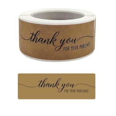 Imagem de 120 peças/rolo de adesivos de agradecimento, etiquetas de papel kraft de 2,5 x 7,6 cm, adesivo forte, para embalagens de pequenas empresas, sacolas de presente, envelopes, produtos feitos à mão