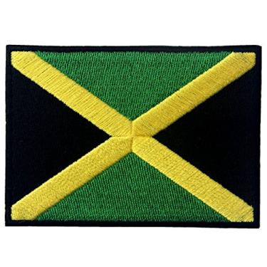 Imagem de Emblema nacional rasta jamaicano rasta bordado com aplique bordado na bandeira da Jamaica