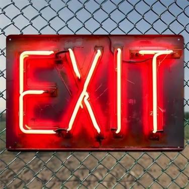 Imagem de Placa de saída neon vermelha arte de parede de alumínio rústico e placa de metal - 20 x 30 cm vintage decoração interna ao ar livre para casa, escritório, café, quintal e fazenda de jardim