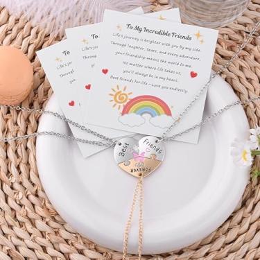 Imagem de Colar de quebra-cabeça Best Friend Friendship para 3 irmãs presentes de aniversário Big Middle Little Sister para 3 4 amigos, Small, Metal, Sem Pedra Preciosa
