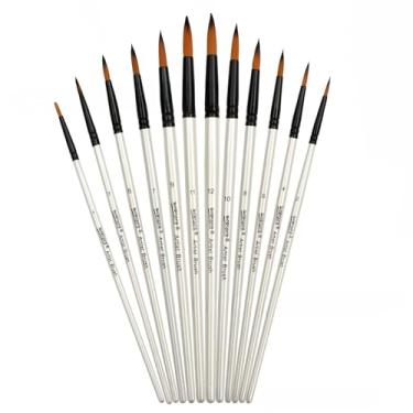 Imagem de Conjunto de pincéis de aquarela com 12 peças, pincéis redondos para aquarela, óleo acrílico, rocha, rosto corporal, arte de unhas, pintura artística, desenho adulto