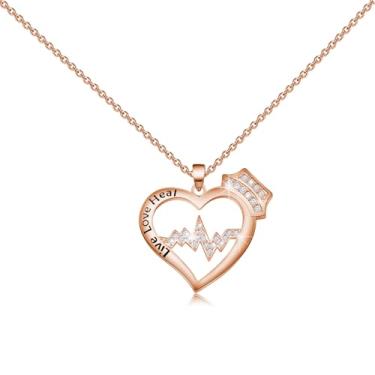Imagem de Colar de enfermeira Live Love Heal com pingente de coração e batimento cardíaco, presente para estudantes de medicina