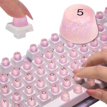 Imagem de 128 peças de adesivos de teclado elevados com glitter para unhas longas, extensor de silicone para teclado bolhas com números para unhas longas, auxílio de digitação com guias de linha doméstica para