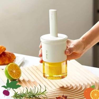 Imagem de Garrafa dispensadora de óleo com escova de 300 ml – Dispensador de azeite de oliva de vidro para cozinha, escova de silicone resistente ao calor para cozinhar, churrasco, fritar, assar, molho