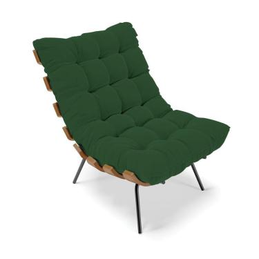 Imagem de Poltrona Costela Veludo Verde Base Metálica Preto - D'Rossi