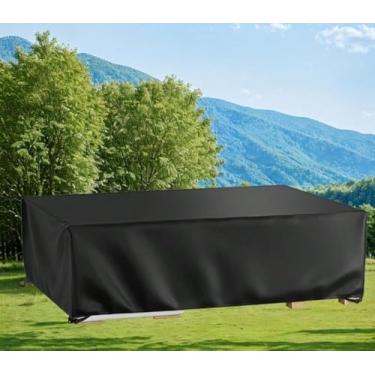 Imagem de Capas De Móveis De Jardim à Prova D'água, 280x120x75cm À Prova D'água Sofá De Vime Para Pátio Mesa Cadeira Conjunto Capa Tecido Oxford, Sofá De Pátio Retangular à Pro, Black, 300x180x75cm