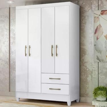 Imagem de Guarda Roupa Solteiro 4 Portas 2 Gavetas Chile Branco