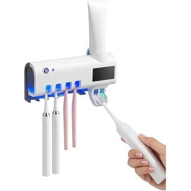 Imagem de Suporte Dispenser Porta Escova de Dentes UV – Esterilizador Automático com Higienização, Economia de Espaço e Organização Inteligente para Banheiro