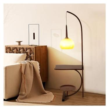 Imagem de Luminária de chão Candeeiro de pé LED com mesa, final candeeiro anexado, lateral luz para quarto e sala estar