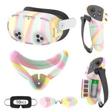 Imagem de Tyasoleil VR Silicone Case for Meta Quest 3S, Design Upgraded Accessories for Oculus Quest 3S, Face Cover, Controller Grips, Shell Cover, Lens Cover, Disposable Eye Cover (Macaron)
