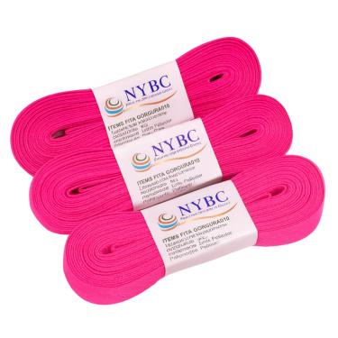 Imagem de Kit 3 Fitas de Gorgurão Fina 10 mm Rosa Chiclete 10 metros