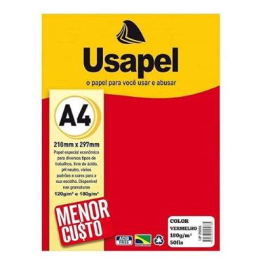 Imagem de Papel color a4 180g c/ 50 folhas cor vermelho - usapel