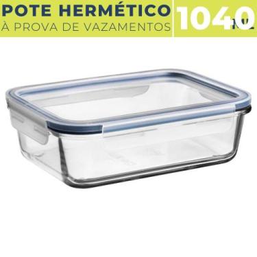 Imagem de Pote De Vidro Retangular 1040 ML Marmita  Tampa Hermética - Quality Ho