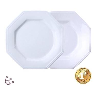 Imagem de Jogo 12 Pratos Rasos E 12 Fundos Prisma Porcelana Schmidt 24 Peças - P