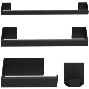 Imagem de Kit Acessórios Para Banheiro Preto 4 Peças Master Slim DF - MetalCromo