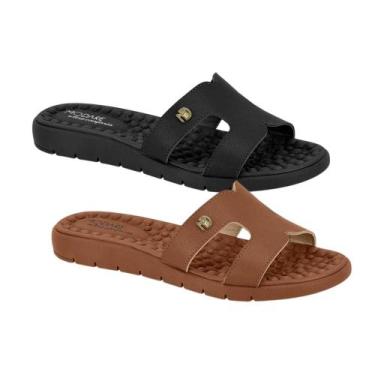 Imagem de Sandália Rasteira Modare Conforto Reflex Sense Tiras H, Preto, 37