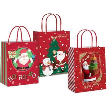 Imagem de Sacola para Presente Natal Decorada M 26X19,5X9,5CM (S) - Packpel