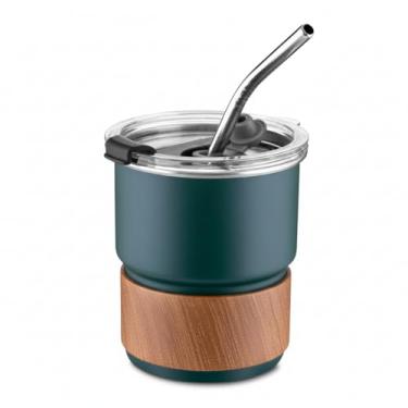 Imagem de Copo Térmico Hermético Inox (250ml) C/Canudo Reutilizável - Cor Verde