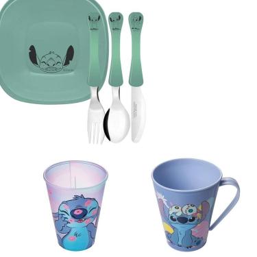 Imagem de Stitch Pratos Raso E Fundo, Talheres, Copo E Caneca