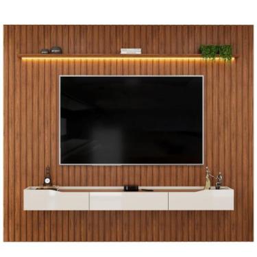 Imagem de Painel Para TV Até 90 Polegadas 2,75m Ripado Autêntico Com Led Montrea