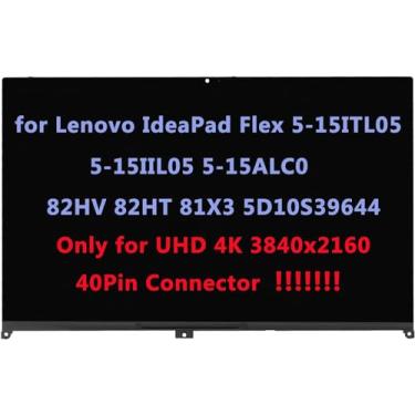 Imagem de Tela de substituição de tela de 15,6 polegadas para Lenovo IdeaPad Flex 5-15ITL05 5-15IIL05 5-15ALC05 82HV 82HT 81X3 5D10S39644 UHD 4K IPS LCD Display Touch Screen Digitalizador Moldura (3840x2160