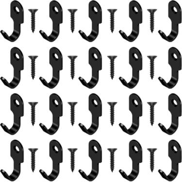 Imagem de HANFUGA 20 peças de gancho J pequeno preto 304 de aço inoxidável montado na parede mini gancho para toalha, imagem, espelho, chaveiro, com parafusos