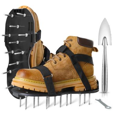 Imagem de Sapatos aeradores de grama, sapatos de ponta resistentes de 5,5 cm para aeração de gramado com tiras de gancho e laço, ferramenta de gramado aerador de grama de instalação gratuita, tamanho único
