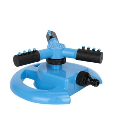 Imagem de Aspersor de Irrigação para Jardim horta Gramado 360 Graus 3 Bicos Giratorio Rotativo Irrigador Automático Aspersão(Azul)