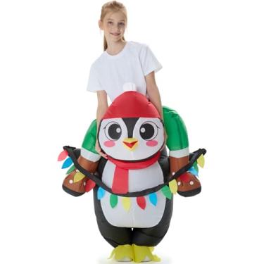 Imagem de VioraWhite Christmas Penguin Inflatable Costume for Kids Blow up Funny Riding on Costume for Children Boy Girl Cosplay Outfit