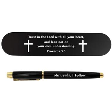 Imagem de TANWIH Presentes cristãos para homens e mulheres – Conjunto de canetas de gel cristãs gravadas – Presente religioso de aniversário e Natal para pastor, voluntário da igreja