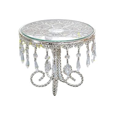 Imagem de Suporte redondo para bolo, mesa de sobremesa, de vidro, multiuso, suporte de exibição de cupcake, bandeja de serviço de confeitaria para chá da tarde, suporte de bolo de casamento, suporte de exibição