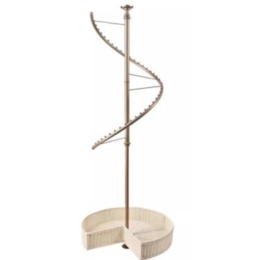 Imagem de JYXYXSCP Rack de roupas giratório em espiral, rack de vestuário resistente com cesta de armazenamento inferior, cabide independente vertical de metal resistente de 1,8 m (metal A)