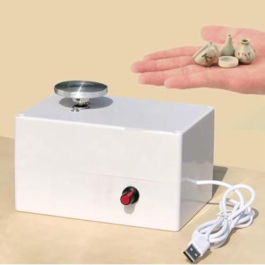 Imagem de FYLFANYAN Roda de cerâmica elétrica, mini máquina de cerâmica de argila com toca-discos de liga de alumínio, velocidade ajustável de 0-2000 rpm, para lojas de cerâmica DIY, estúdios de cerâmica e até