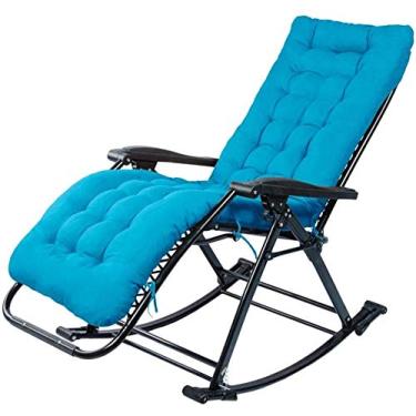 Imagem de Espreguiçadeira de jardim, cadeiras de pátio reclináveis para pessoas pesadas, praia, acampamento, acampamento, portátil, cadeira dobrável com almofadas (cor, marrom, tamanho, suporte 240 kg), azul,
