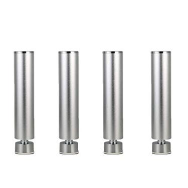 Imagem de ZJYWMM Liga de alumínio ajustável, pés de sofá prateados, pernas de mesa de metal, pés de cozinha, tapete de borracha antiderrapante, cama de armário de banheiro, conjunto de 4 (12 cm/4,7 pol.)