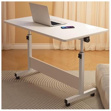 Imagem de ARyako Mesa de pé pequena, mesa móvel ajustável, carrinho de laptop em pé, carrinho de computador com rolamento, mesa de pé portátil sobre rodas, mesa de pé, branca, 80 x 40 cm