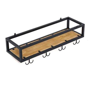 Imagem de Prateleiras de vinho penduradas de cabeça para baixo, suporte de garrafa de bebidas com ganchos, prateleiras flutuantes de madeira, suporte de flores, prateleira de decoração de teto, prateleira de