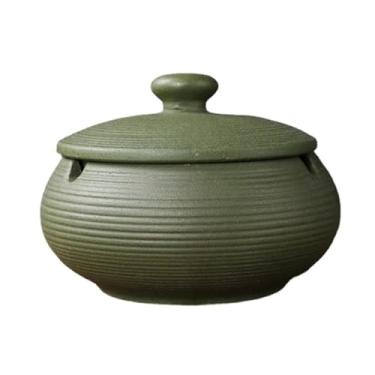 Imagem de Cinzeiro redondo criativo cinzeiro de cerâmica escritório sala de estar retro selado com tampa cilindro de charuto cinza doméstico para escritório em casa