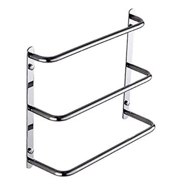Imagem de Bar- Suporte de toalha de aço inoxidável para banheiro três tiros? Varanda multifuncional prático rack de armazenamento de cozinha varão de toalha (cor: Tamanho A: 45 * 32 cm) (A 45 * 32 cm)