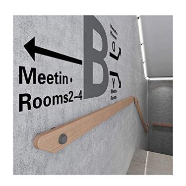 Imagem de Corrimão de escada de madeira antiderrapante para casa contra a parede corrimão para idosos corrimãos de corredor (1 pés-6 m) (tamanho: 2,1 m)