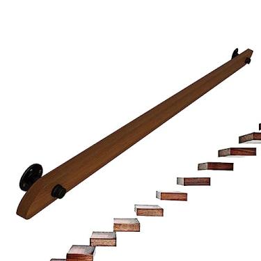 Imagem de Corrimão de escada de madeira antiderrapante para casa contra a parede corrimão para idosos corrimãos de corredor (1 pés-6 m) (tamanho: 4,9 m)