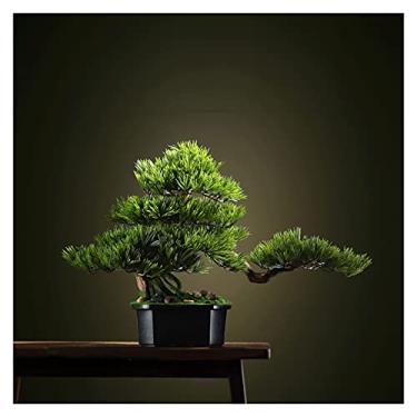 Imagem de KUYBTU Árvores artificiais, plantas, bonsai artificial, pinheiro, 40,6 cm, vaso de plantas falsas, ornamentos de cedro bonsai para salas de estar, salas de chá, plantas artificiais Bon