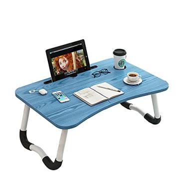 Imagem de Bandeja de mesa dobrável para laptop, mesa dobrável na cama, mesa de colo portátil, suporte de mesa dobrável, para trabalhar na cama/sofá/sofá, azul marinho (azul marinho)