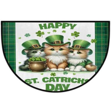 Imagem de Tapete de porta meio redondo, dia de São Patrício, antiderrapante, absorvente, semicírculo, tapetes laváveis, meia lua, para ambientes internos, pátio, cozinha, banheiro, entrada, lareira, decoração